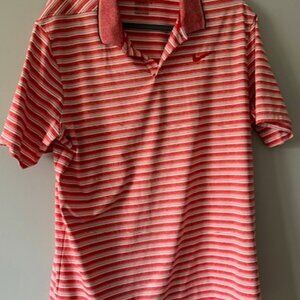 Nike Dri-Fit Pink White Golf Shirt Large